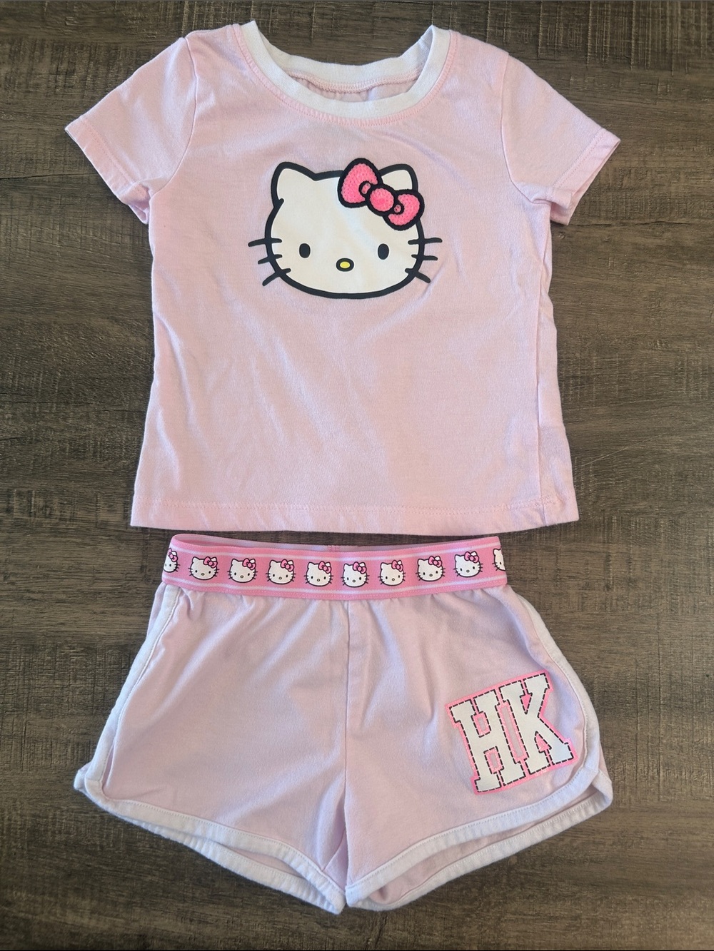 Hello Kitty Pink Short Sleeve Set with Character Waistband